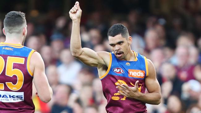 The QClash was a huge celebration for Charlie Cameron, who booted six goals. Picture: Getty Images