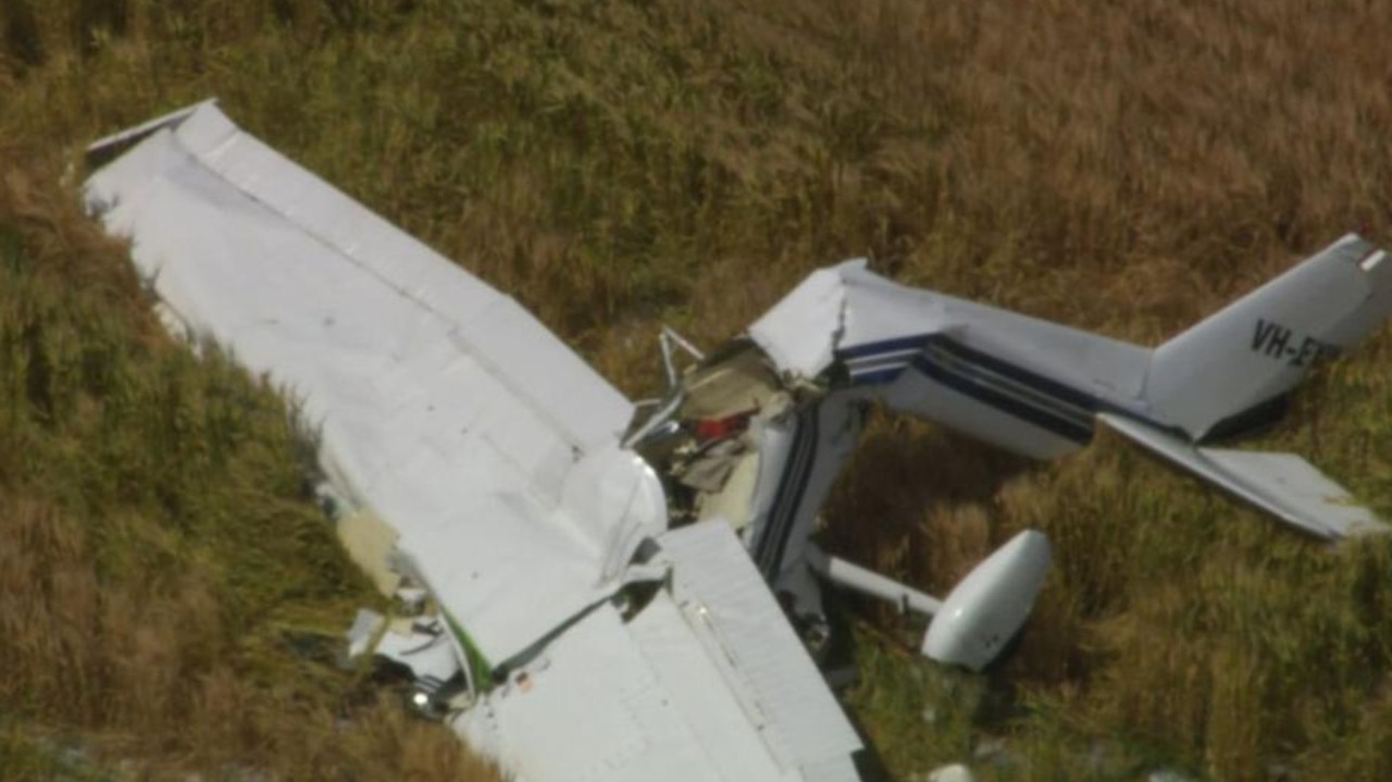 Small plane crashes in airfield in Parwan, near Bacchus Marsh, in Melbourne. Picture: 7News