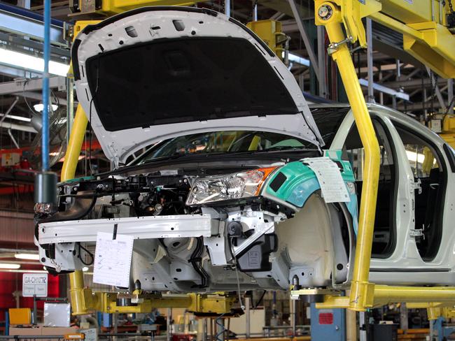 Sales plummeting ... The first Holden Cruz hatch on the production line at the Holden plant in Elizabeth.