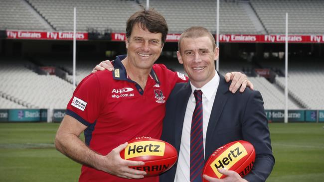 Goodwin with Paul Roos, who helped pick him to take over at the Demons. Picture: David Caird.