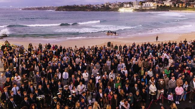 Crowds gathered at the North Bondi RSL Sub-branch dawn service. Picture: Jenny Evans/Getty Images