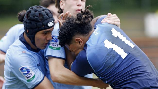 Melbourne Rebels' Ratu Ifereimi Tuibua is tackled.