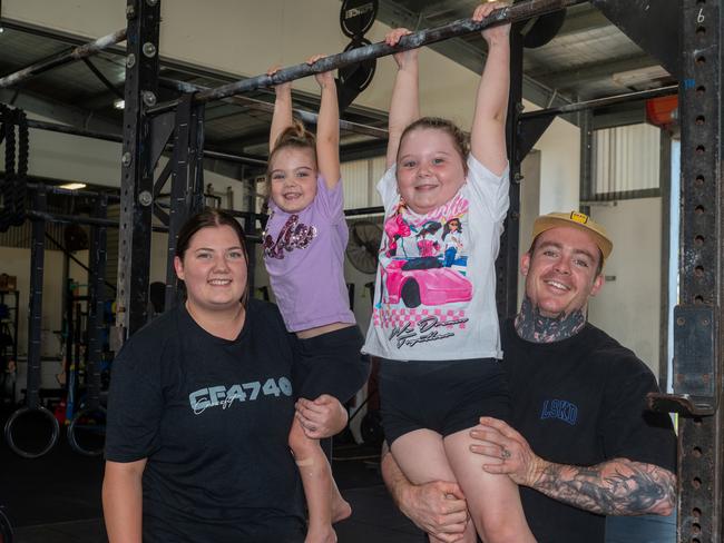 Bonnie, Havanna, Delilah and Jackson McGregor at Crossfit 4740 at Mackay showgrounds. Picture: Michaela Harlow