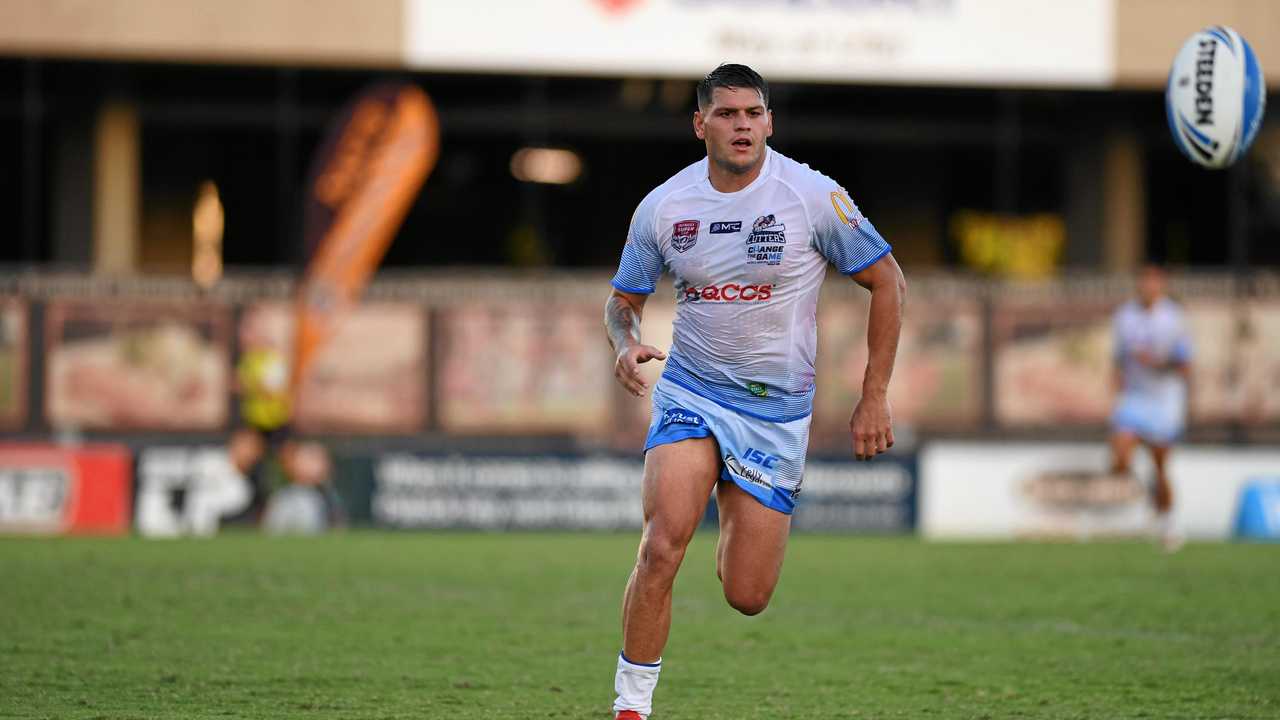 Carlin Anderson in action for the Mackay Cutters shortly before being stretchered off with serious injuries on Saturday afternoon. Picture: Vanessa Hafner/QRL Media