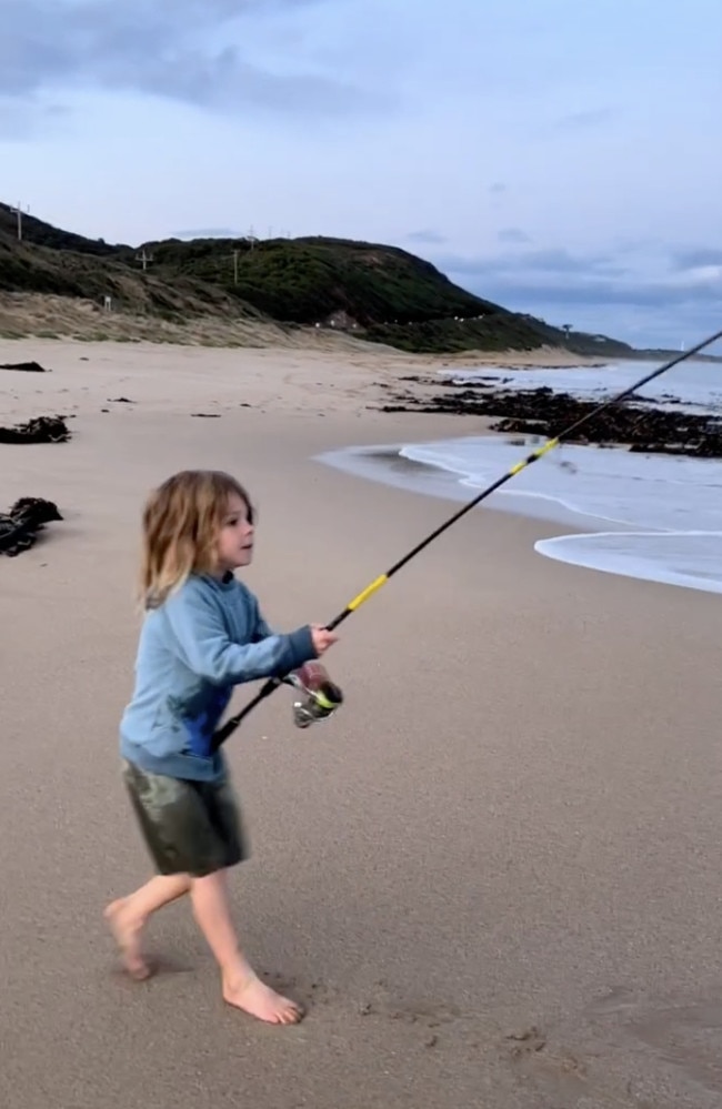 George shares his dad's love of fishing. Picture: Instagram