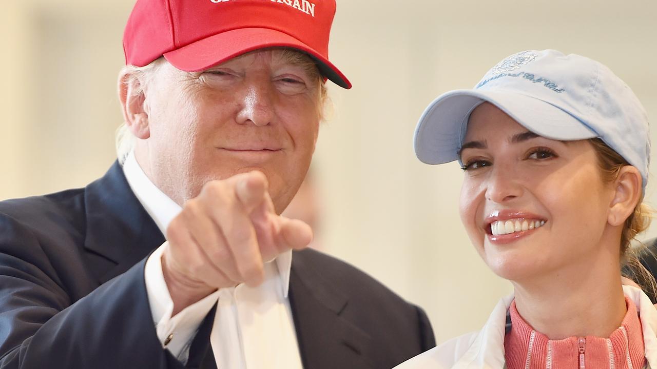 Ivanka Trump (above with her father in 2016) had to embarrassingly withdraw from a charity auction because of ethical questions. Picture: Jeff J Mitchell/Getty Images