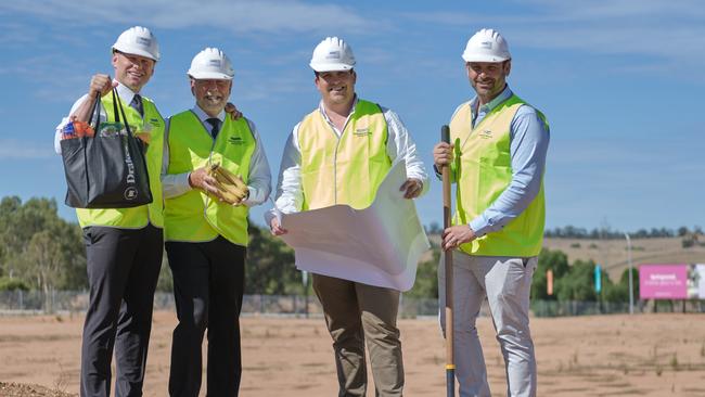 John-Paul Drake, Roger Drake, Hamish Brown and Anthony Andolfatto at the site of the future Springwood Place, Springwood. Picture: Supplied
