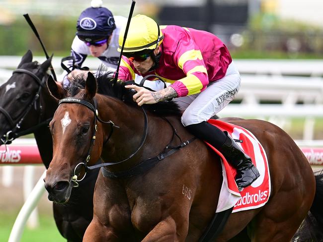 Appin Girl winning the Listed Dalrello Stakes at Eagle Farm under jockey Boris Thornton. Picture: Grant Peters, Trackside Photography