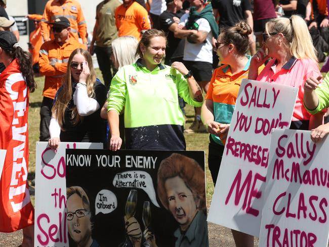 More signs at Tuesday’s rally. Picture: Liam Kidston