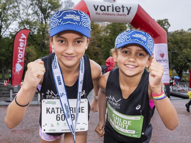 HOBART AIRPORT MARATHON 2024 Chloe Edgtton and Katherine Edgtton. Picture: Caroline Tan