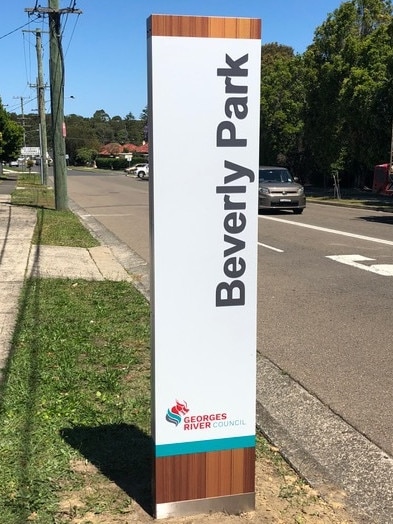 A new suburb sign erected by Georges River in Beverley Park has been misspelt. Picture: Supplied