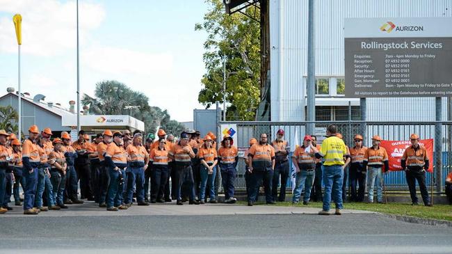 Aurizon works to a walk out at 1pm over a number of work issues.Photo Allan Reinikka / The Morning Bulletin. Picture: Allan Reinikka ROK120816aaurizon