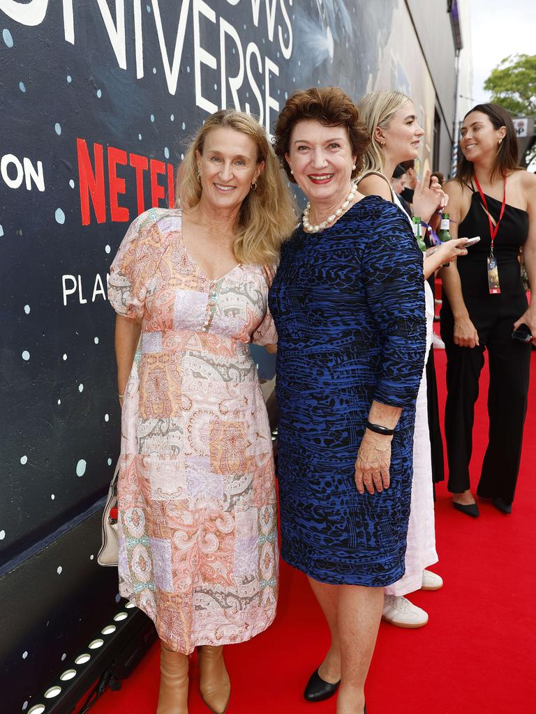 Karryn Wheelans and Cr Vicki Howard at the Netflix world premiere of Boy Swallows Universe at New Farm Cinemas. Picture: Josh Woning