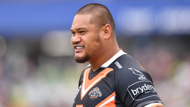 2021 NRL Round 01 - Canberra Raiders v Wests Tigers, GIO Stadium, 2021-03-14. Joey Leilua. Digital image by Robb Cox � NRL Photos