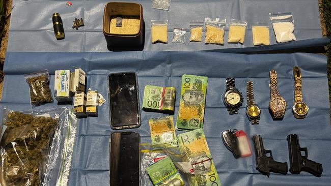 Raptor Squad police seized more than $55,000 in cash and drugs at Harris Park on Monday May 12 when they arrested a 43-year-old man. Picture: NSW Police
