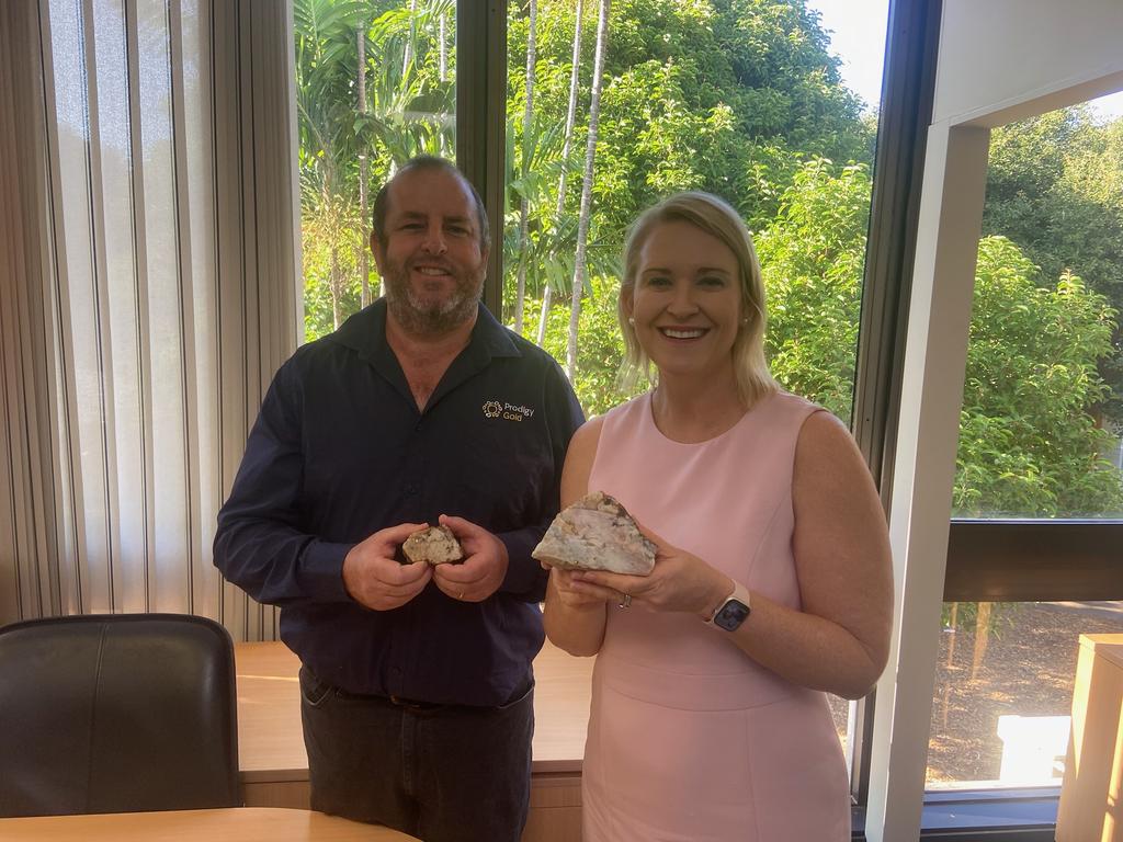 Prodigy Gold managing director Mark Edwards with Mining Minister Nicole Manison