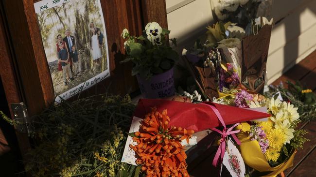 Flowers have been left at a tribute at a community centre in Margaret River. Picture: Michael Wilson, The West Australian.