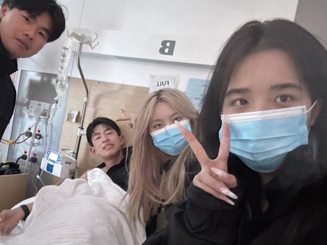 Group of teens who drifted from Rosebud to Swan Island after an ill-fated paddleboard adventure. Rong pictured at Geelong Hospital. Picture: Supplied