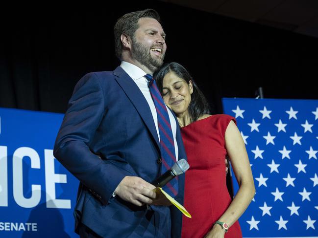 Mr Vance and his wife, Usha Vance. Picture: Drew Angerer/Getty Images/AFP