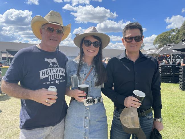 Doug Bruce, Courtney Conway and Dr Dale Conway at the 2024 Meatstock Festival at Bendigo Showgrounds. Photo: Himangi Singh