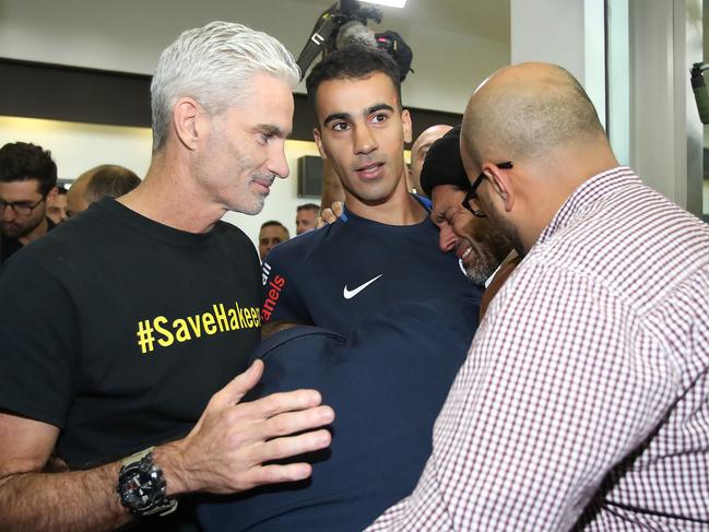 Hakeem al-Araibi is greeted by fans. Picture: Scott Barbour/Getty Images