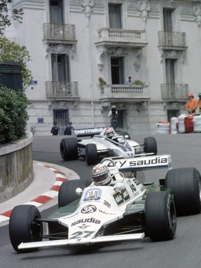 Jones (front) won the 1980 World Championship with Williams. Copyright: LAT Photographic