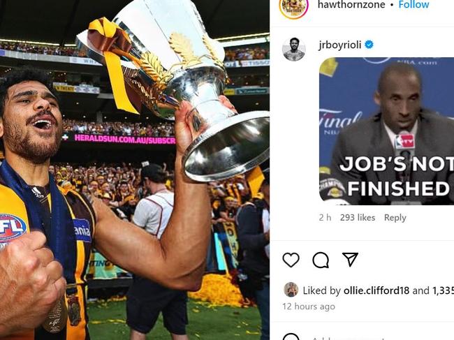 Cyril Rioli's comeback tease on Instagram.