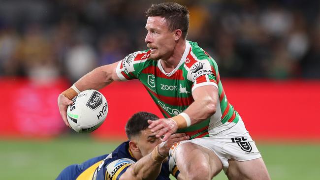 Damien Cook’s speed out of dummy-half is a big focal point in triggering Souths’ attack. Picture: Getty Images