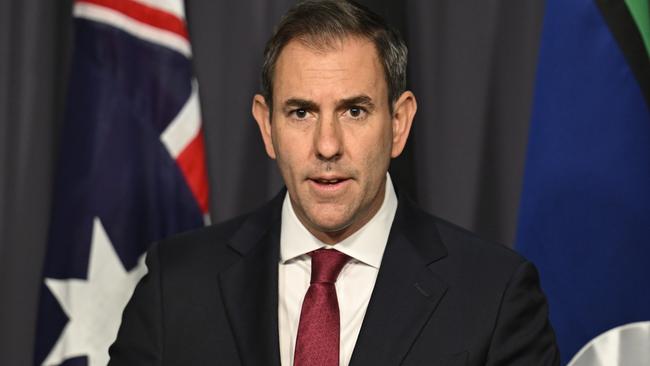Treasurer Jim Chalmers holds a press conference at Parliament House in Canberra. Picture: NewsWire / Martin Ollman