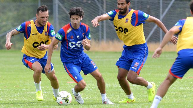 Zenon Caravella in action during a Newcastle Jets training session. Picture by Peter Lorimer