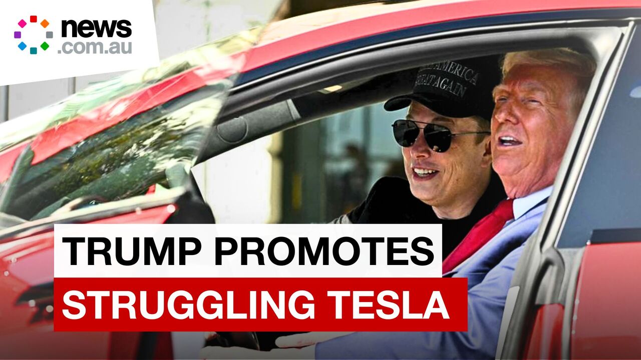 President Trump promotes struggling Tesla as Elon watches