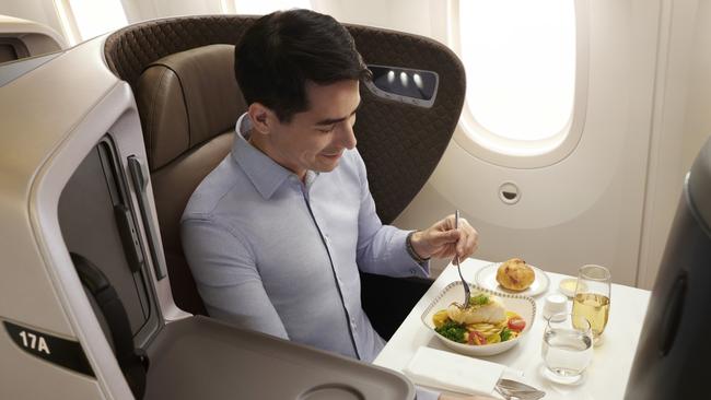 Singapore Airlines business class on the Airbus A350-900.