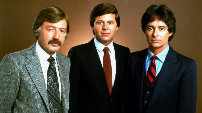 George Negus, left, Ray Martin and Ian Leslie in the early days of 60 Minutes