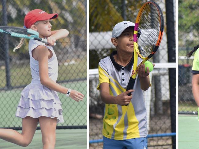 Players on court at the JDS Central Region tournament at the Rockhampton Regional Tennis Centre on July 14, 2024.