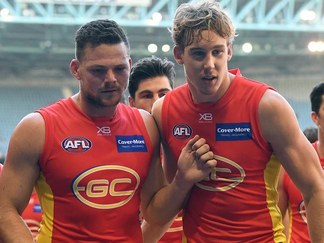 Steven May (left) and Tom Lynch might both leave the Suns. Pic: AAP