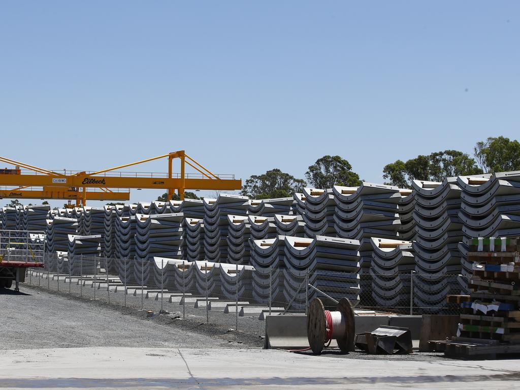 Seagments which form to make rings for the North West Rail Link tunnel. The North West Rail Link is underway. TBM Elizabeth has cut through 1092metres of earth travelling East from Bella Vista. Picture: Bradley Hunter