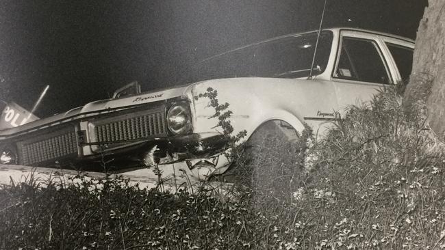 Thomas Cooper’s crashed car.