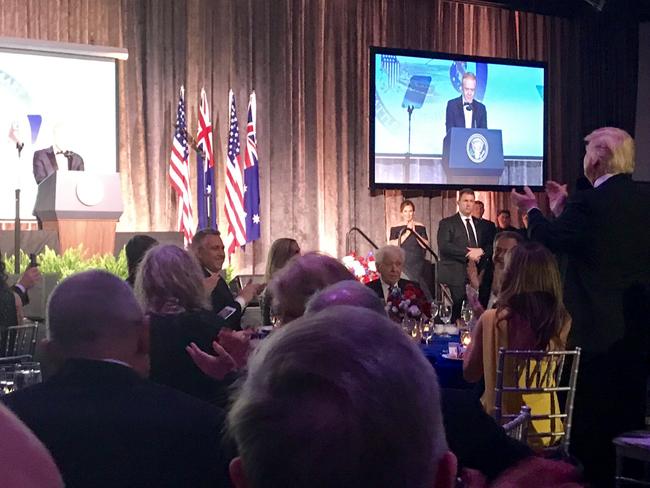 Donald Trump giving Pratt a standing ovation during his address in New York City announcing a pledge to invest $2b in the US manufacturing industry.