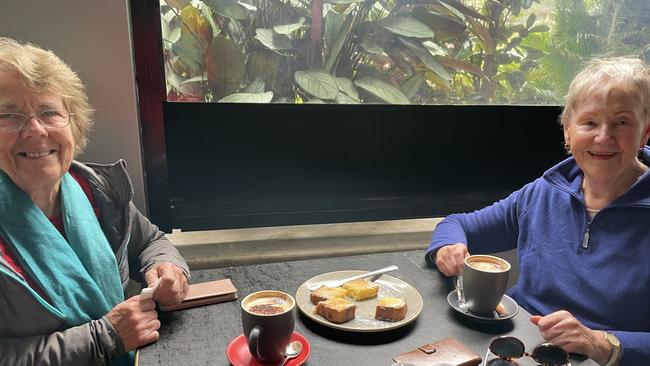 Friends Pat Tassone and Annette Ross catch up for morning tea at Daisy’s by the Park.