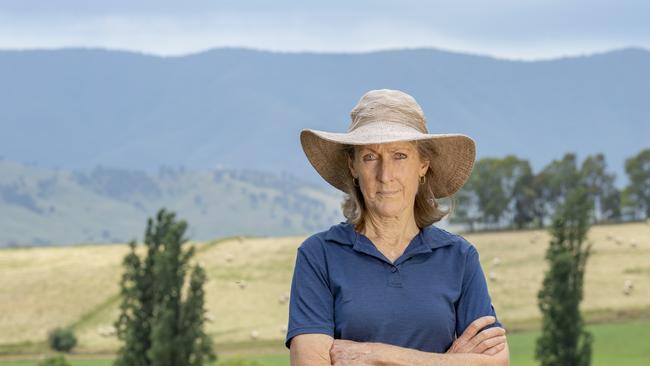 Dederang farmer Sharon McEvoy and husband John own the neighbouring property where a lithium battery facility is being proposed by Mint Renewables. Picture: Zoe Phillips