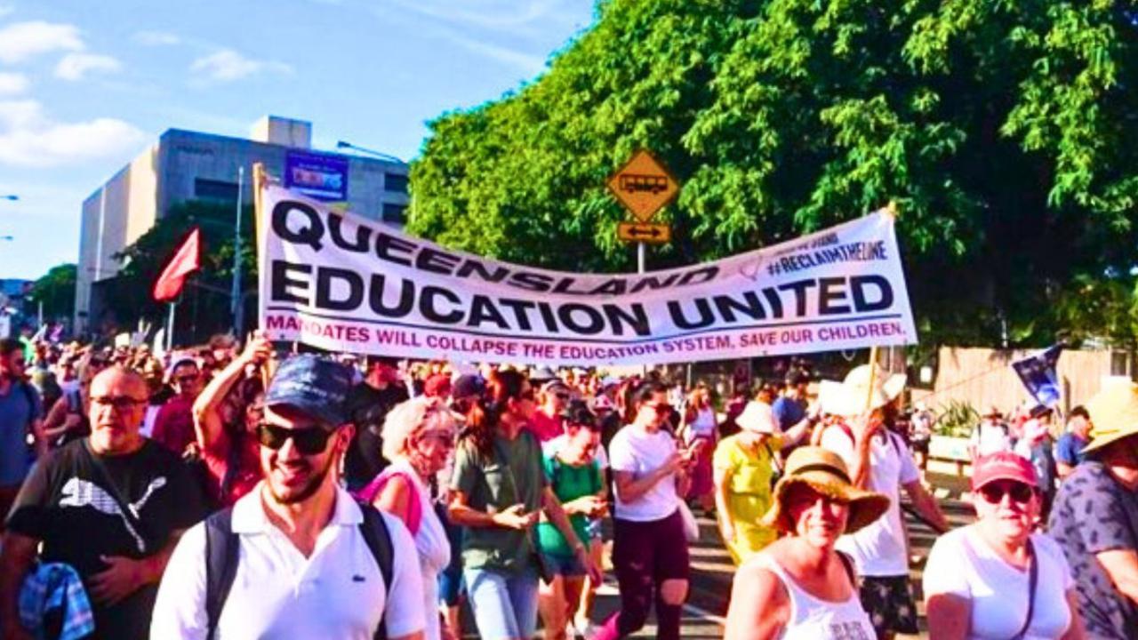 Queensland teachers’ rally in the city.