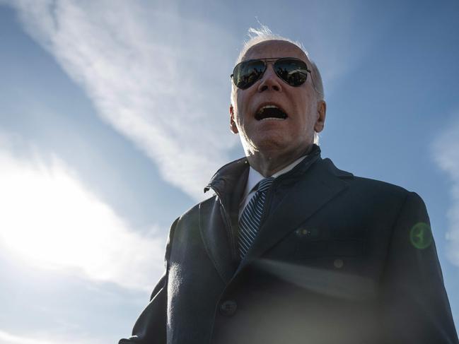 Joe Biden speaks to the press on Monday. Picture: Andrew Caballero-Reynolds/AFP