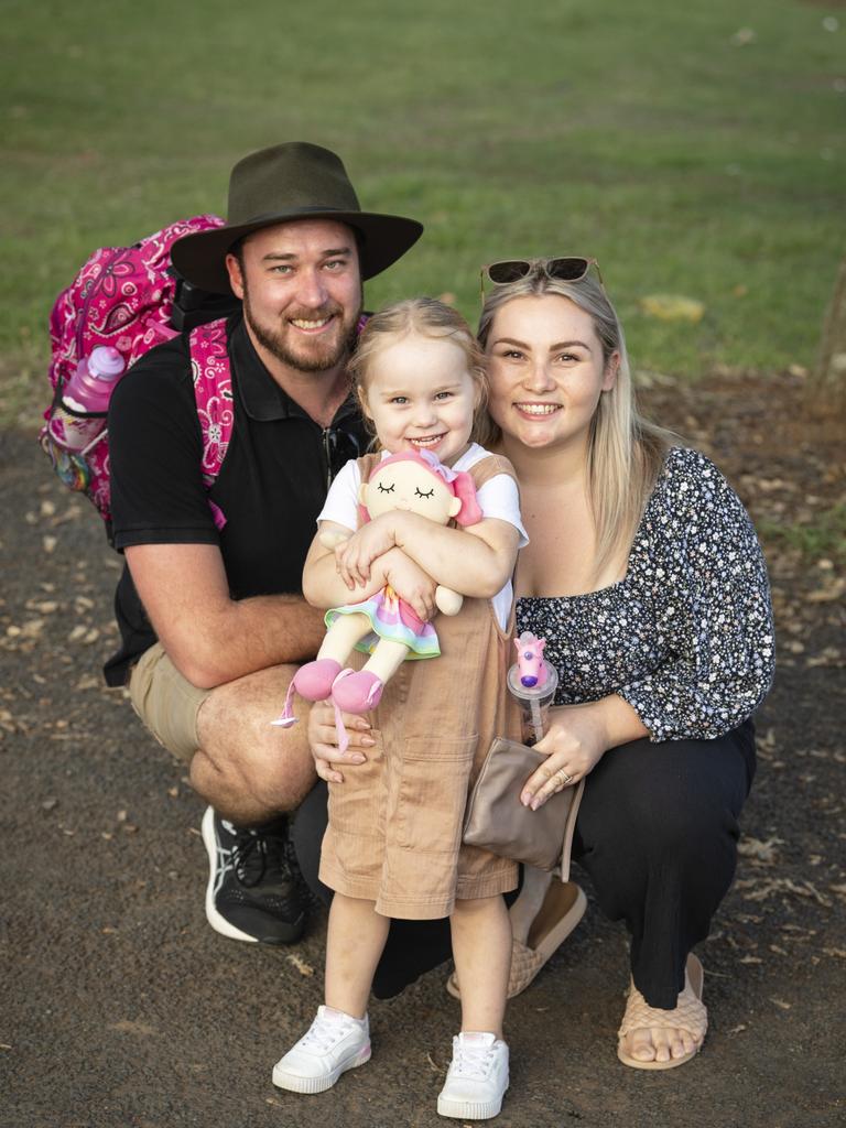 Alex and Ashleigh Marshall with their daughter Ayla Marshall at the Toowoomba Royal Show, Friday, March 31, 2023. Picture: Kevin Farmer