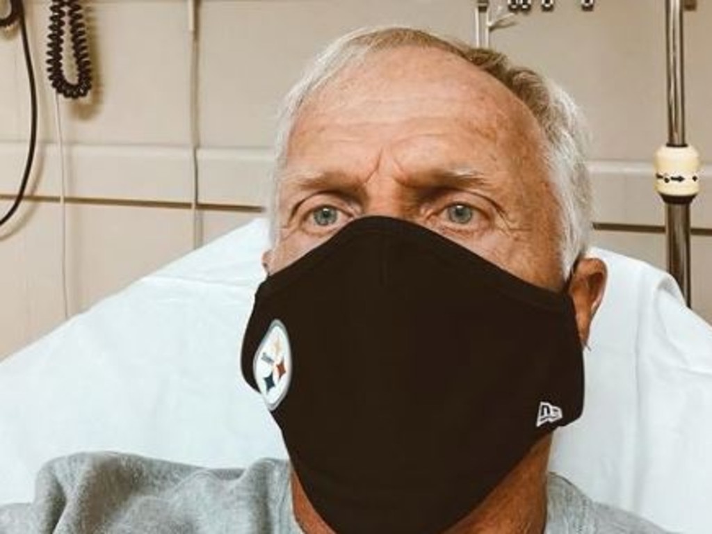 Greg Norman posts a selfie from his hospital bed after he was diagnosed with COVID-19.