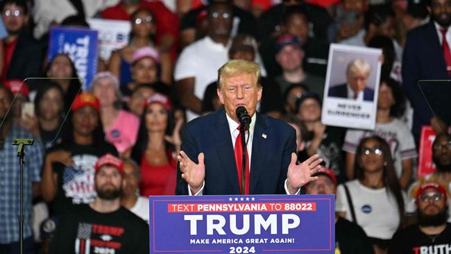 Donald Trump speaks at a rally in Philadelphia. Picture: AFP.