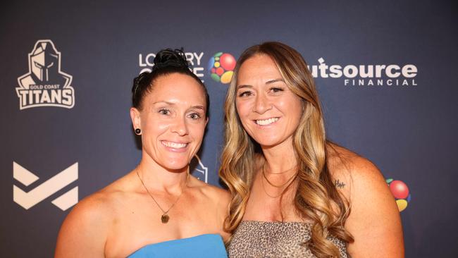 Brittany Breayley-Nati and Niall Williams-Guthrie at the Gold Coast Titans NRLW 2025 Season Launch at Isoletto The Star Gold Coast. Picture, Portia Large.