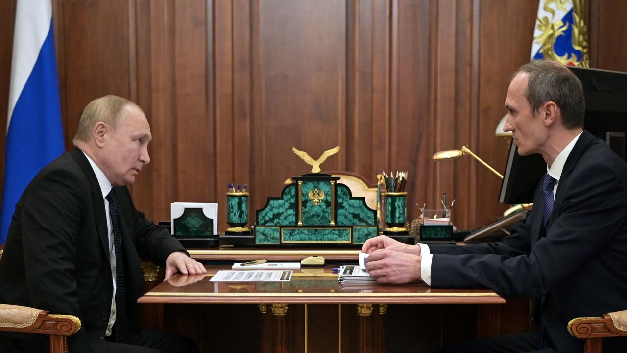 Russian President Vladimir Putin meets with Deputy Prime Minister Dmitry Grigorenko. Picture: Mikhail Klimentyev/SPUTNIK/AFP