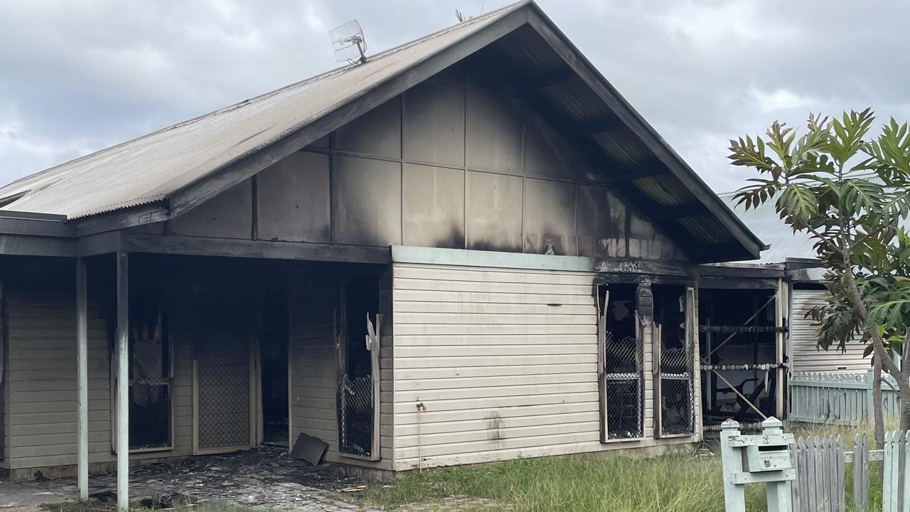 The Ramsay St property remained cordoned off by police the morning after the fire in Garbutt. Picture: Chris Burns