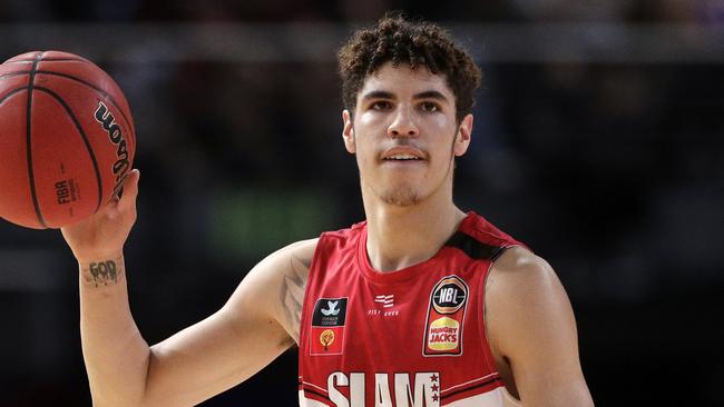 LaMelo Ball in action for the Illawarra Hawks. Picture: AP Photo/Rick Rycroft, File