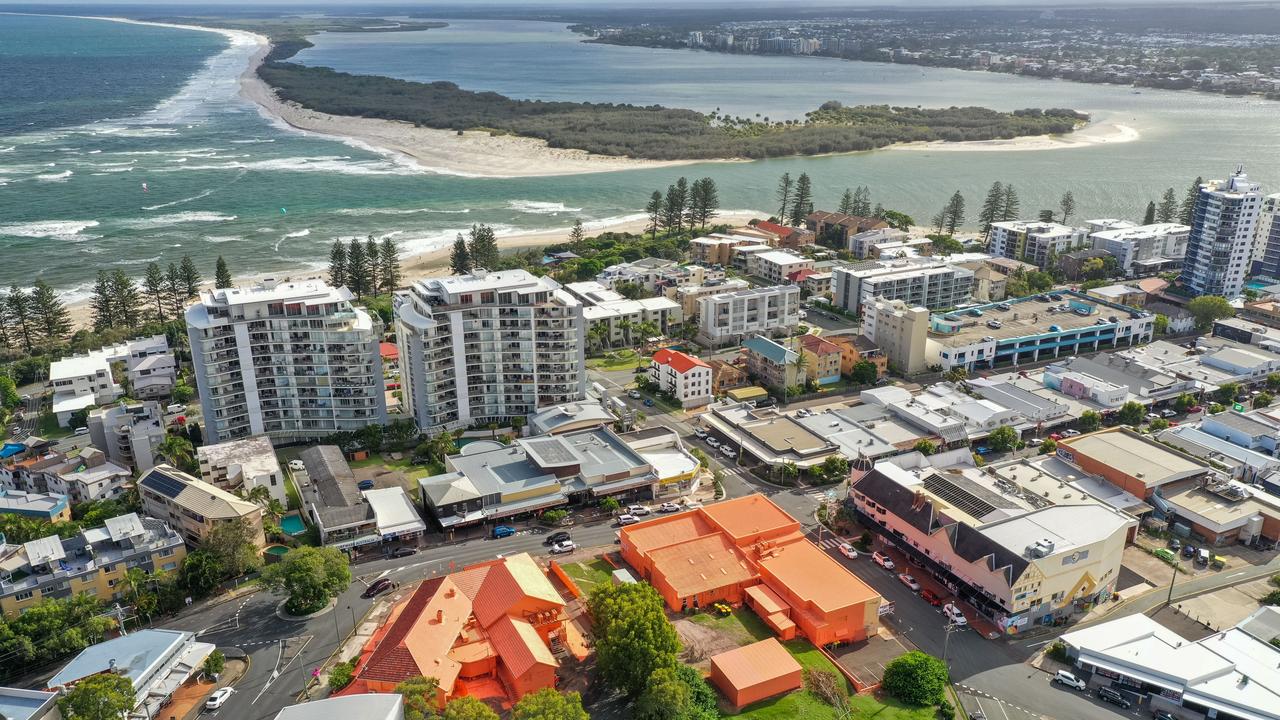 The eye-catching neon orange paint of the Paloma Paloma development site. Picture: Supplied